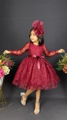 Pullu Simli Dantel Tokalı Kız Çocuk Abiye MNK0538 thumbnail 6