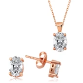Gümüş Rose Oval Taş İkili Set SL3454 thumbnail 1