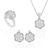 Gümüş Çiçek Desenli Bayan Set SL2277 thumbnail 1