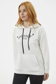 Kanguru Cepli Kapüşonlu Sweatshirt - Ekru thumbnail 4