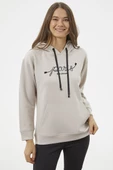 Kanguru Cepli Kapüşonlu Sweatshirt - Bej thumbnail 1