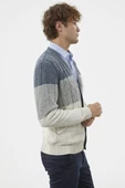 Blok Renk Geçişli Triko Hırka - Beyaz thumbnail 4
