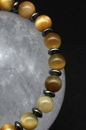 Kaplan Gözü - Hematit Doğal Taş Makrome Örme Bileklik thumbnail 2