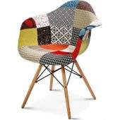 T.Concept Patchwork Kolçaklı Renkli Sandalye Ahşap Ayaklı thumbnail 1