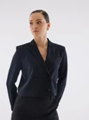 Süet Siyah Kruvaze Crop Ceket thumbnail 1