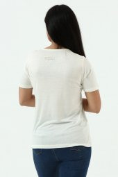 Yelken Baskı Ve Nakış Detaylı Merserize Örme T-shirt thumbnail 2