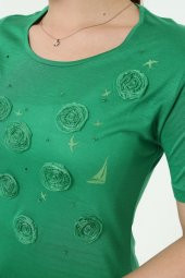 Yelken Baskı Ve Nakış Detaylı Merserize Örme T-shirt thumbnail 11