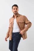Erkek Oversize Jean Gömlek Bej thumbnail 3