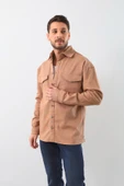 Erkek Oversize Jean Gömlek Bej thumbnail 4