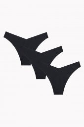 Siyah 3lü Lazer V Shape Brazillian Külot thumbnail 2