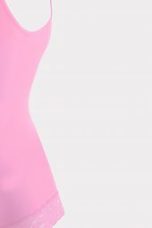 Pembe Seamless Dantelli Geniş Askılı Atlet thumbnail 3