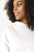 Basic Ekru Kapüşonlu Crop Sweatshirt thumbnail 5