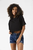 Basic Siyah Oversize Crop Tshirt thumbnail 5
