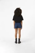 Basic Siyah Oversize Crop Tshirt thumbnail 4