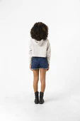 Basic Kırçıllı Gri Kapüşonlu Crop Sweatshirt thumbnail 4