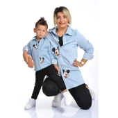 MODAVALS ANNE OĞUL MICKEY BASKILI TUNİK KOT GÖMLEK thumbnail 1