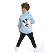 MODAVALS ANNE OĞUL MICKEY BASKILI TUNİK KOT GÖMLEK thumbnail 3