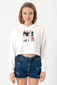 Blackpink Minimalist Ekru Kadın Crop Kapşonlu thumbnail 1