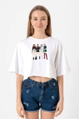 Blackpink Minimalist Beyaz Kadın Crop Tshirt thumbnail 1
