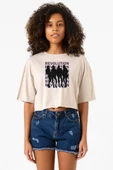 Blackpink Revolution Bej Kadın Crop Tshirt thumbnail 1