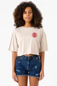Chicago Fire Logo Bej Kadın Crop Tshirt thumbnail 1