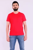 Kırmızı Basic Kısakol Erkek Slim Fit Tshirt thumbnail 1