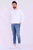 Beyaz Basic Erkek 2 iplik Sweatshirt thumbnail 3