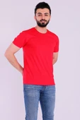 Kırmızı Basic Kısakol Erkek Slim Fit Tshirt thumbnail 6