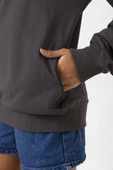 Füme Basic Oversize Kadın Kapüşonlu Hoodie 2 iplik Sweatshirt thumbnail 7