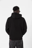 Siyah Basic Oversize Erkek Kapüşonlu Hoodie 3 iplik Sweatshirt thumbnail 3