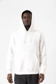 Beyaz Basic Oversize Erkek Kapüşonlu Hoodie 3 iplik Sweatshirt thumbnail 1