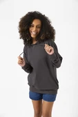 Füme Basic Oversize Kadın Kapüşonlu Hoodie 2 iplik Sweatshirt thumbnail 1