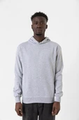 Gri Basic Oversize Erkek Kapüşonlu Hoodie 3 iplik Sweatshirt thumbnail 2