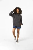 Füme Basic Oversize Kadın Kapüşonlu Hoodie 2 iplik Sweatshirt thumbnail 2