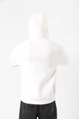 Beyaz Basic Oversize Erkek Kapüşonlu Hoodie 3 iplik Sweatshirt thumbnail 8