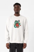 Dragon Samurai Anime Beyaz Erkek 2ip Sweatshirt thumbnail 1