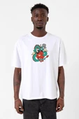 Dragon Samurai Anime Beyaz Erkek Oversize Tshirt thumbnail 1