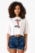 Fargo Ralph's Corner Diner Beyaz Kırçıllı Kadın Crop Tshirt thumbnail 1