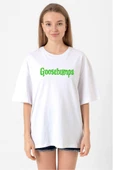 Goosebumps Lettern Beyaz Kadın Oversize Tshirt thumbnail 1