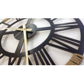 Ahşap Duvar Saati Jüt İpli (Gold Model 45cm) thumbnail 2