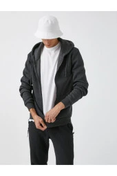 Fermuarlı Sweatshirt Kapşonlu thumbnail 1