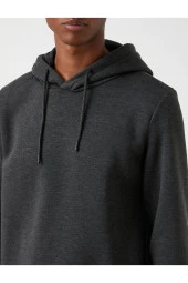 Basic Kapşonlu Sweatshirt Şardonlu thumbnail 9