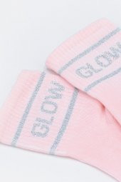 Pembe Glow Slogan Baskılı Soket Çorap thumbnail 2