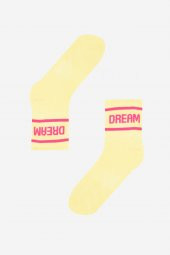 Sarı Dream Slogan Baskılı Soket Çorap thumbnail 1