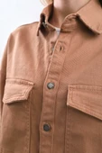 Kadın Oversize Jean Gömlek Bej thumbnail 9