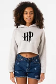 HP Logo Grimelanj Kadın Crop Kapşonlu thumbnail 1