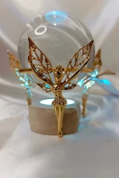 kristal Cam Küre Pirinç Peri objeli Gold thumbnail 3