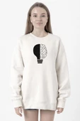 Lightbulb & Brain Beyaz Kadın 2ip Sweatshirt thumbnail 1