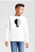 Lightbulb & Brain Beyaz Çocuk 2ip Sweatshirt thumbnail 1