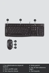 logitech  Mk120 Kablolu Q Tr Siyah Klavye Mouse Seti - Siyah thumbnail 3